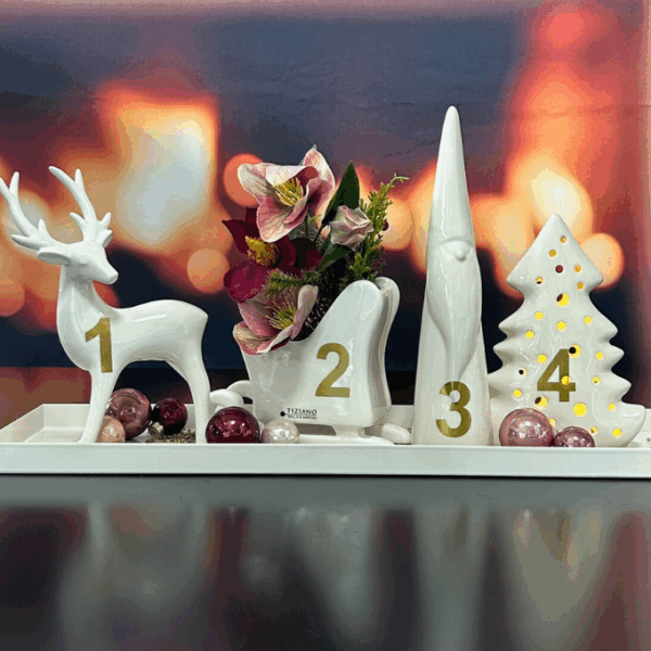 Dekoset Advent Metallschale Legri mit Hirsch Riola+Arvello