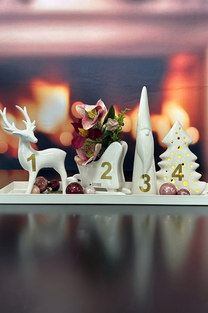 Dekoset Advent Metallschale Legri mit Hirsch Riola+Arvello