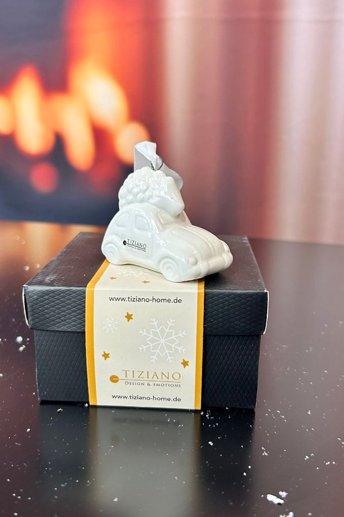 3er Set Auto Herbie mit Baum creme-weiß in Geschenkkartons – Bild 6