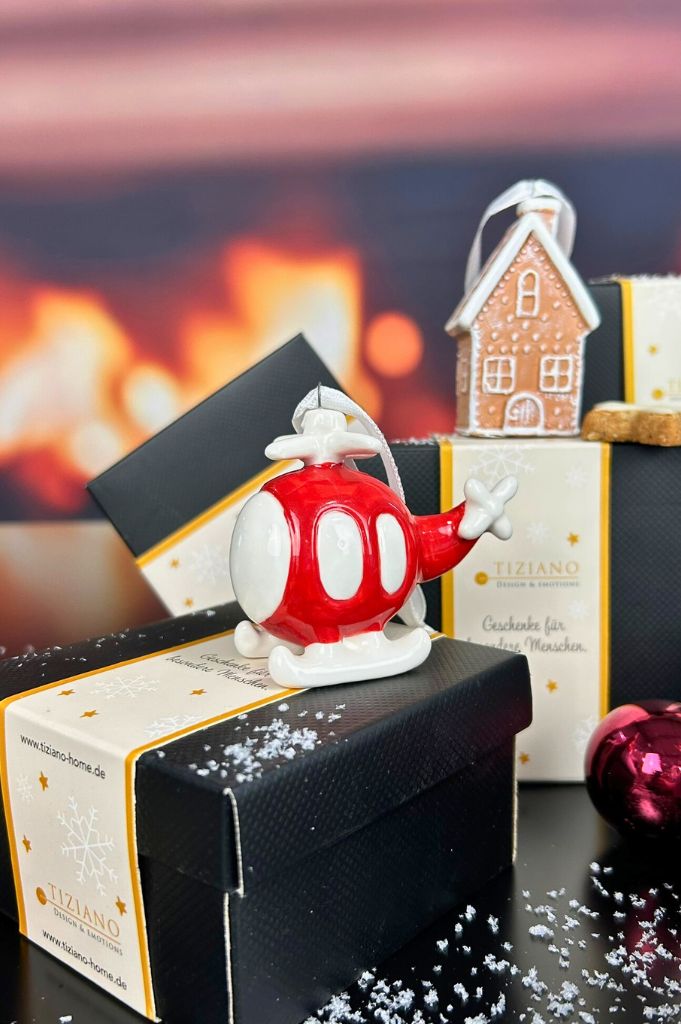 Deko Baumhänger Helicopter Cento 6,5cm dekoriert