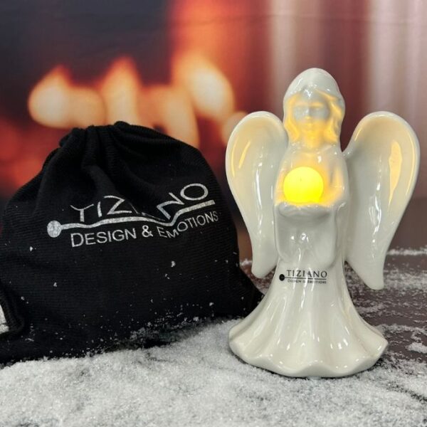 Geschenksäckchen groß Deko Engel Delia 15cm mit LED Kugel