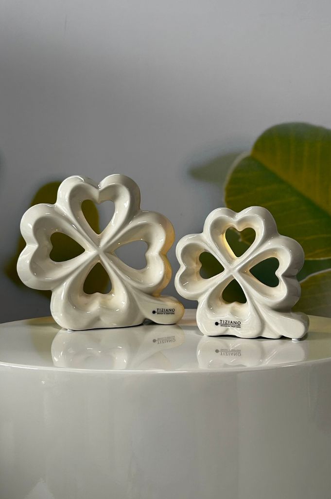 Deko Glücksblatt Felice LED creme