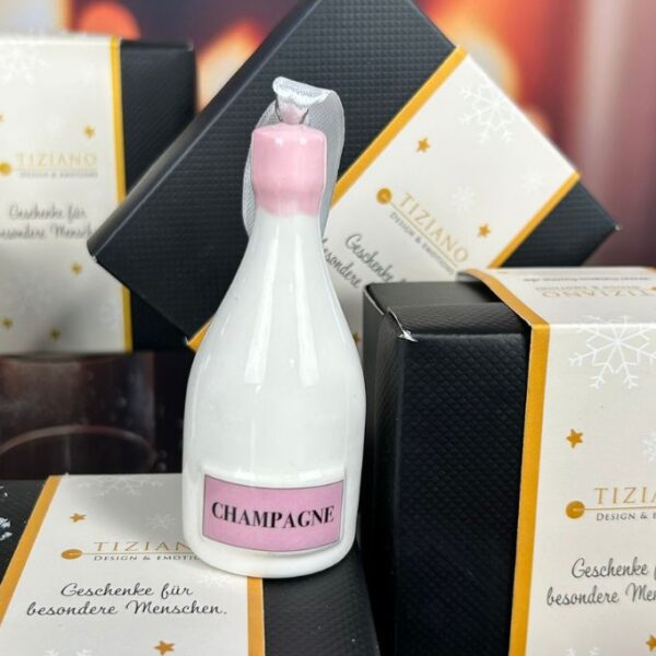 Deko Baumhänger Sektfllasche Festa 8,5cm dekoriert
