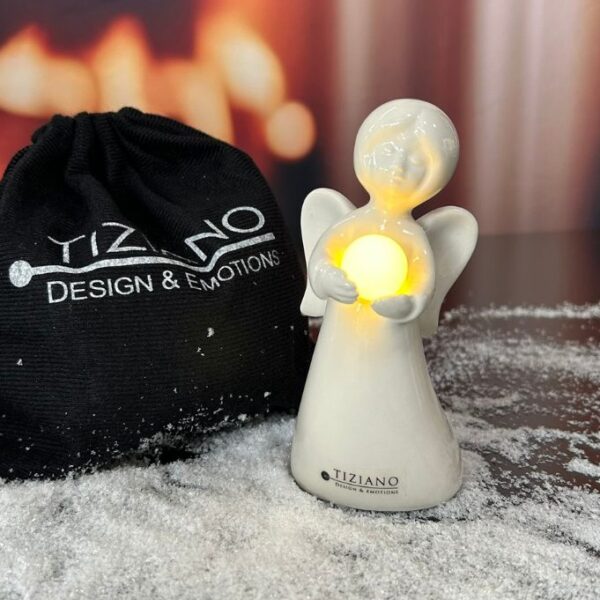 Geschenksäckchen groß Deko Engel Laila mit LED Kugel 14cm