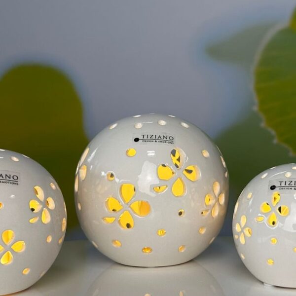 Lichtkugel Pallina LED mit Glücksblättern creme-weiß