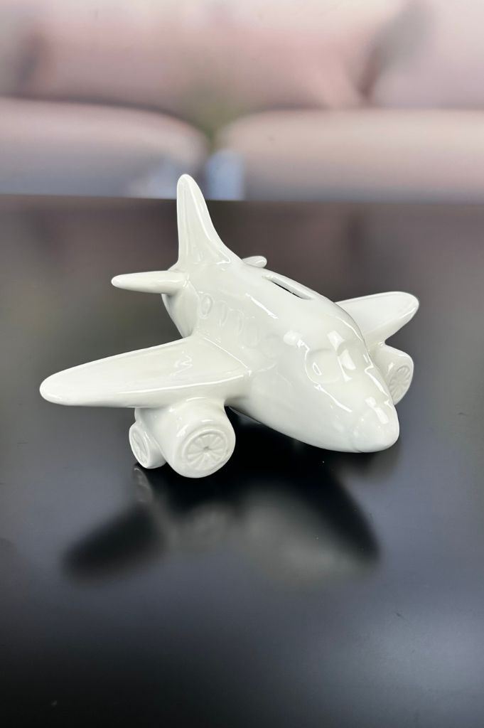 Spardose Flugzeug Soldo 13cm creme