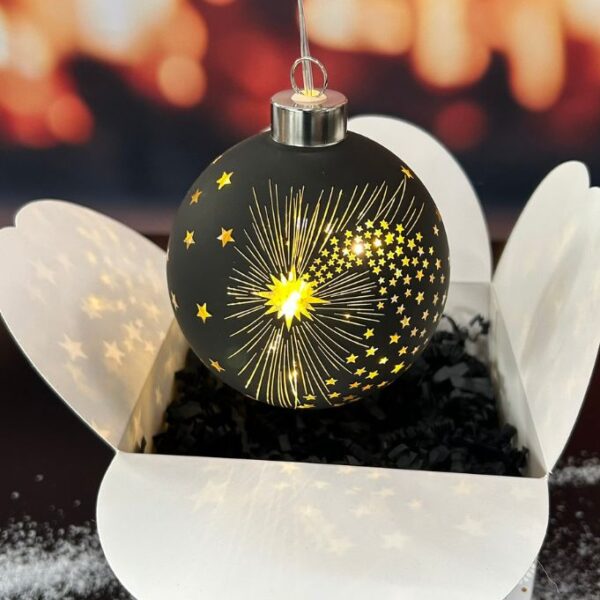 Würfelbox S Deko Hänger Glaskugel Spirit LED 10cm schwarz