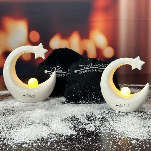 Geschenksäckchen Deko Tondina mit Kugel LED creme-weiß