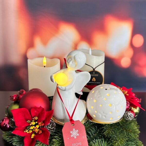 Adventskranz mit Kerze Sotto LED+Kugel Padova LED+Laila