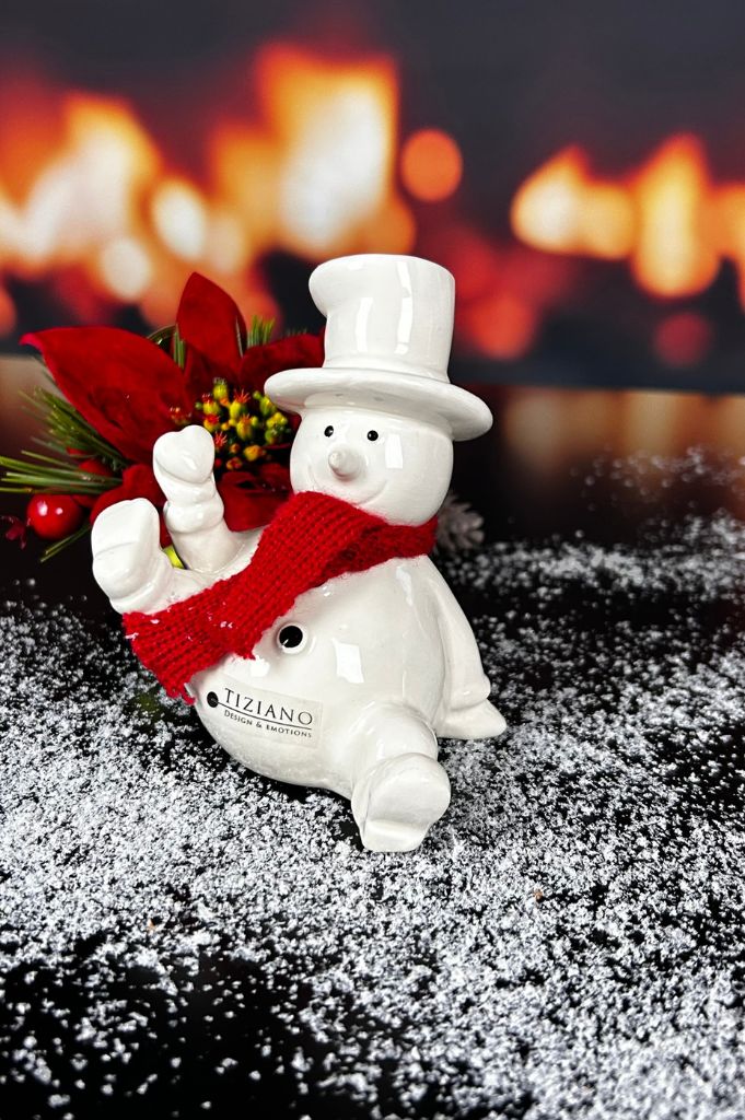 Deko 2er Set Schneemann Carlo mit rotem Schal – Bild 3