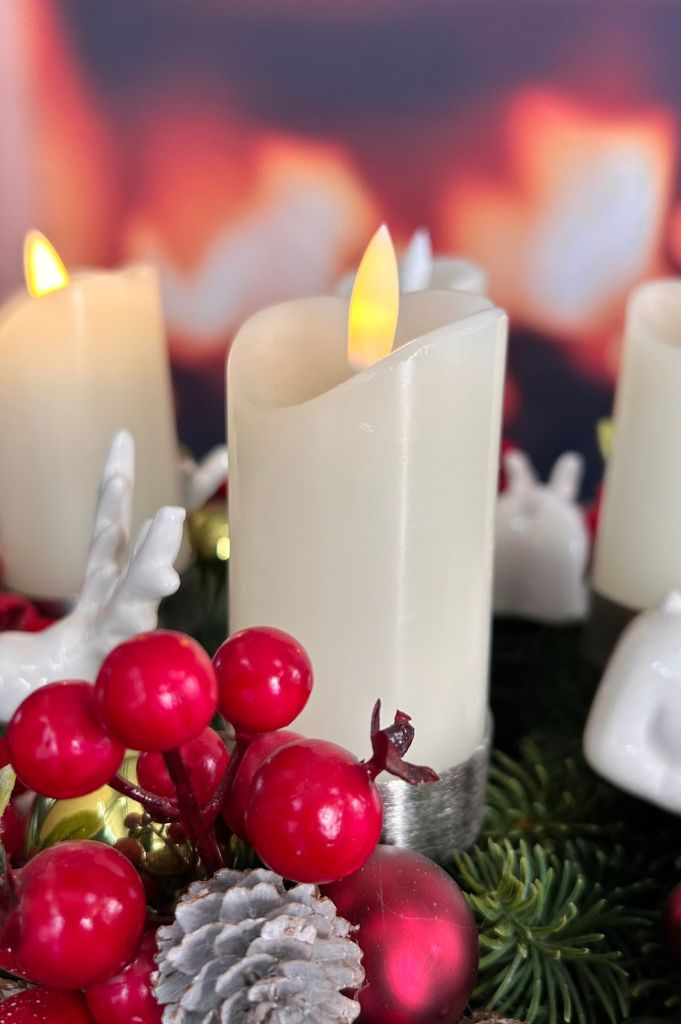 Adventskranz mit Kerze Sotto LED+Rentier Rudolph – Bild 2