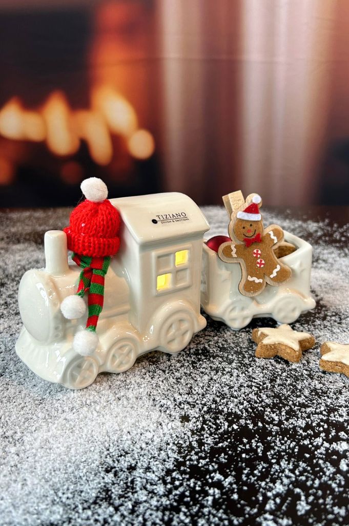 Dekoset Zug Lukas LED 2-teilig mit Lebkuchenmännchen