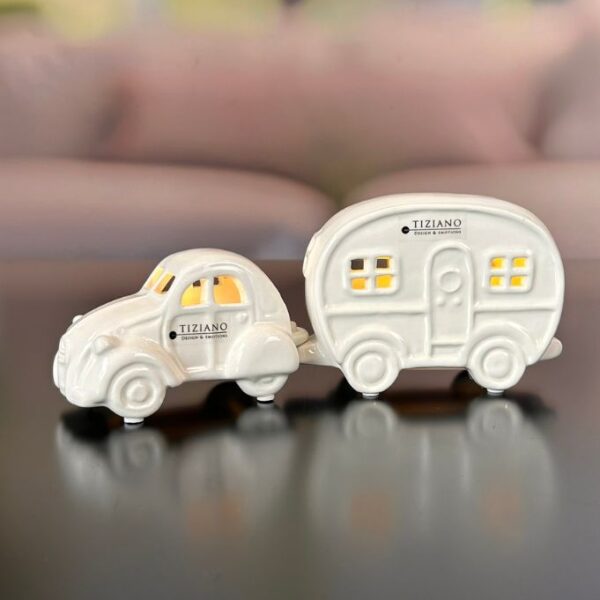 Set Auto Ente Milo+Wohnwagen Casina creme-weiß