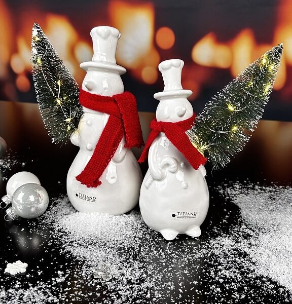 Deko Schneemann Sören LED mit rotem Schal