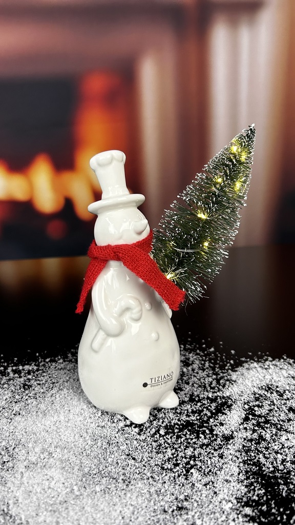 Deko Schneemann Sören LED mit rotem Schal – Bild 3