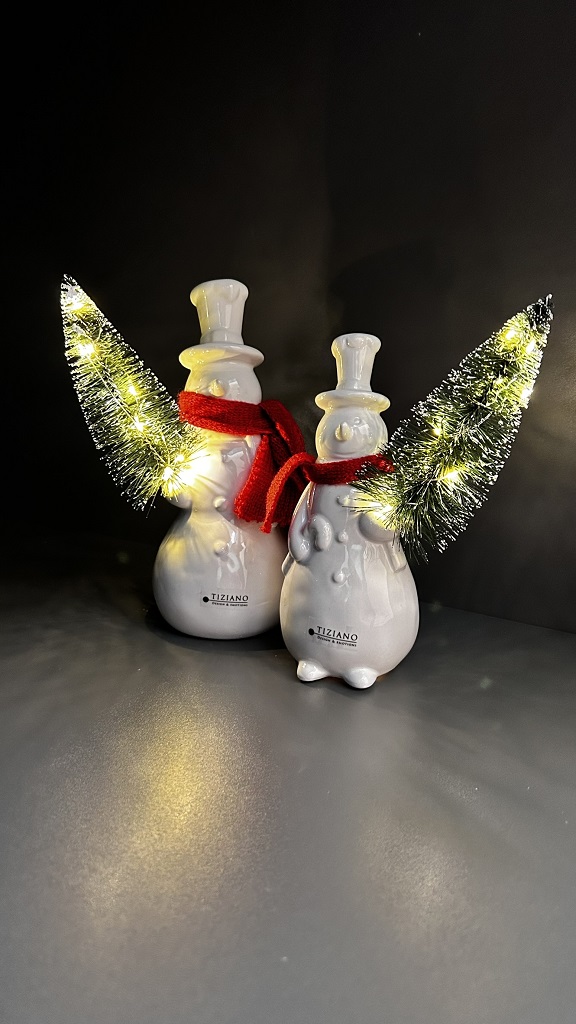 Deko Schneemann Sören LED mit rotem Schal – Bild 4