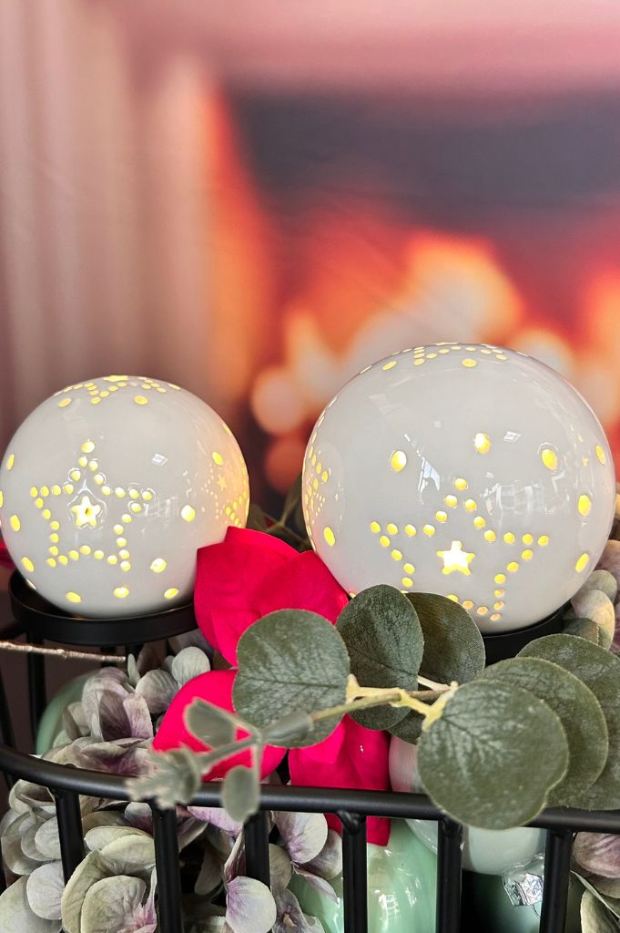 Deko Lichtkugel Tazzola creme LED